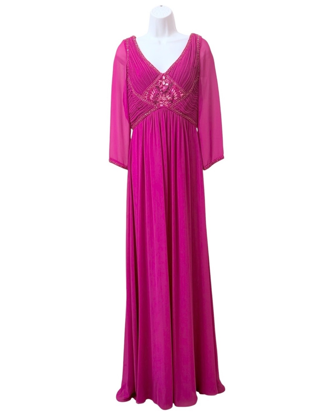 Sue Wong Dress NWT Long Formal Evening Gown Fuschia Embellished Maxi Size 6